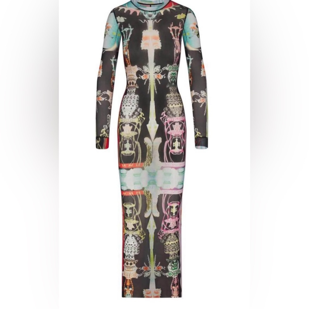 SKIMS Vibrant Patterned Long Sleeve Dress